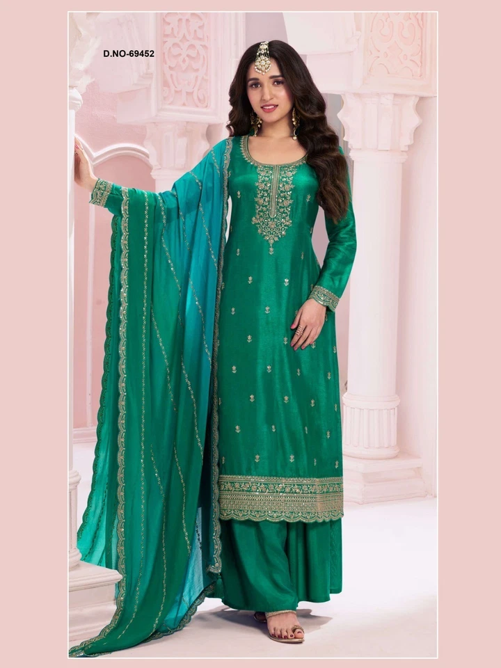 Pakistanais Indien Salwar Kameez Mariage Créateur Bollywood Robe Neuf Fête - Photo 3/4