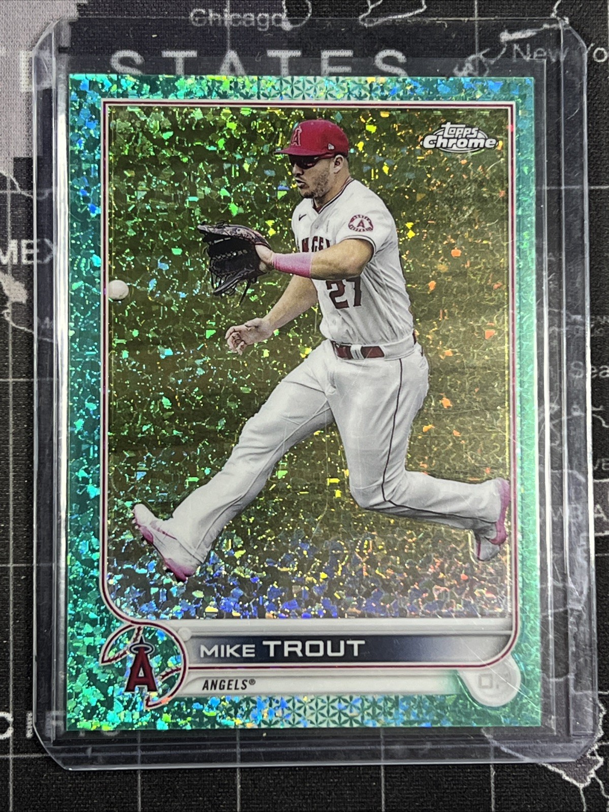 Mike Trout  2022 Topps Chrome Aqua Mini-Diamond Refractor 10/199  #200 Angels