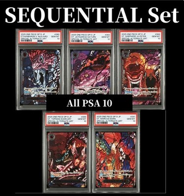 PSA 10 SEQ Five Elders Alt Art Red Text Set Carrying on His Will One Piece Card