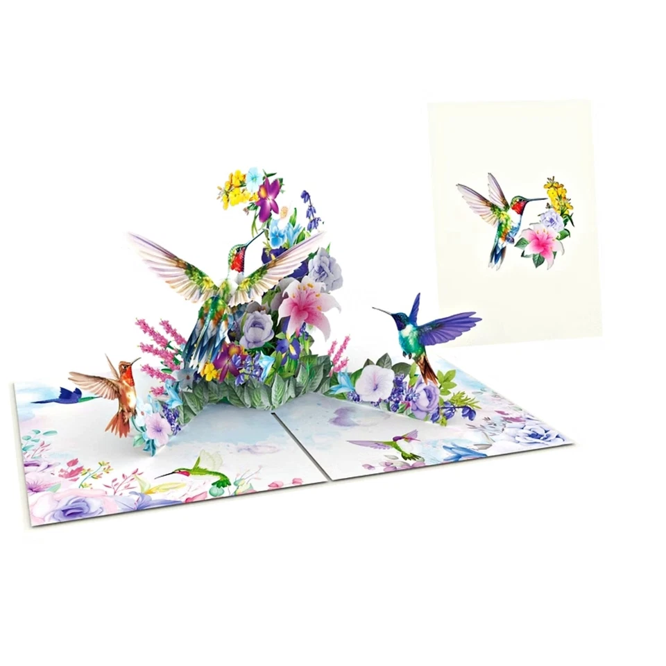 3D Pop Up Greeting Card Hummingbird Bird Flower Floral Birthday Mom Mother’s Day - Image 3 of 4