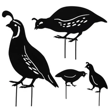 4pcs Garden Quail Stake Bird Yard Art Metal Statue Decor Animals Silhouette O...