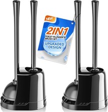 Toilet Plunger and Brush,2 Pack Bowl Brush and Heavy Duty Toilet Plunger Set ...