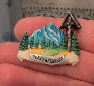 German Plastic Pin Vintage Brenner Pass (Passo del Brennero) in the Alps