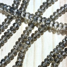 Czech Glass Rondelle Spacer Beads 4x7mm Crystal Platinum tire/donut 42pcs J794