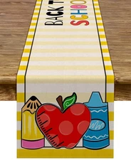 13x72 Inch Back to School Table Runner for Kids Students Classroom Party