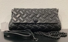 Kurt Geiger Long Kensington Drench Lambskin Leather 2 Straps Black 14"x6.5"x3"