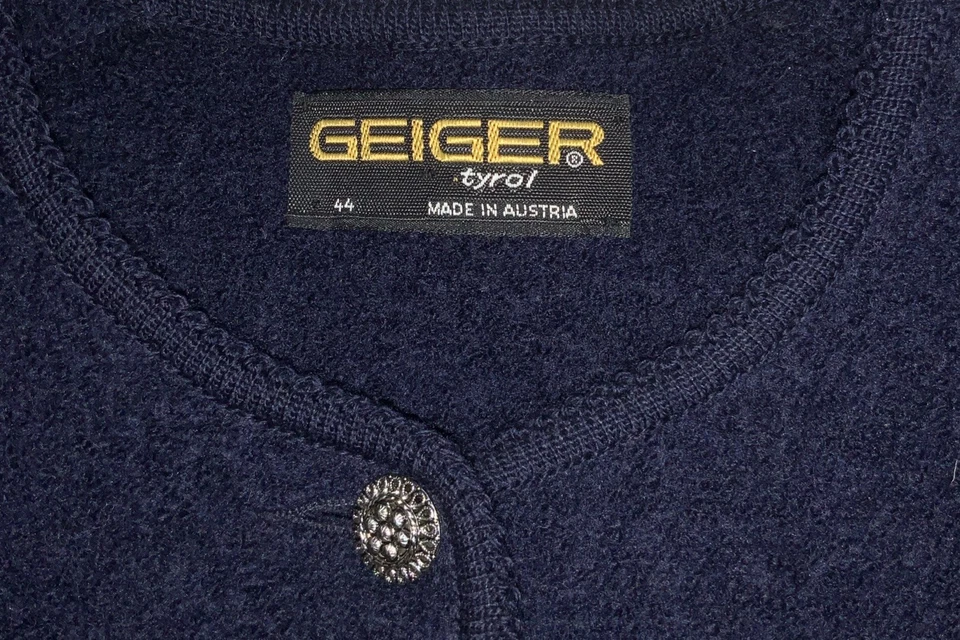 Cárdigan suéter chaqueta vintage de lana Geiger Austria para mujer talla 44 azul marino Foto 2 de 3
