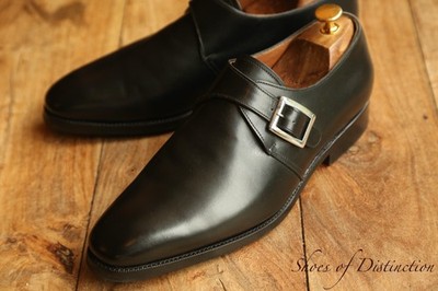 Meermin Monk Silver Buckle Schwarz Leder Schuhe Herren UK 7,5 US 8,5 EU 41,5