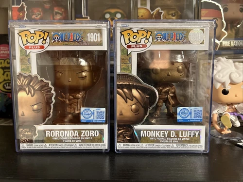 FUNKO POP MONKEY D LUFFY & RORONOA ZORO BRONZE STATUE EXCUSIVES ** IN HAND **
