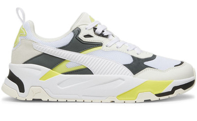 MENS PUMA TRINITY WHITE BLACK YELLOW TRAINING ATHLETIC RUNNING SHOES - Sz 10.5