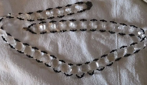 Vintage Miriam Haskell Multi Faceted Clear & Black Lucite Necklace Signed