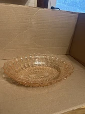 Vintage Jeanette Pink Depression Glass Buttons And Bows Oval Serving Bowl