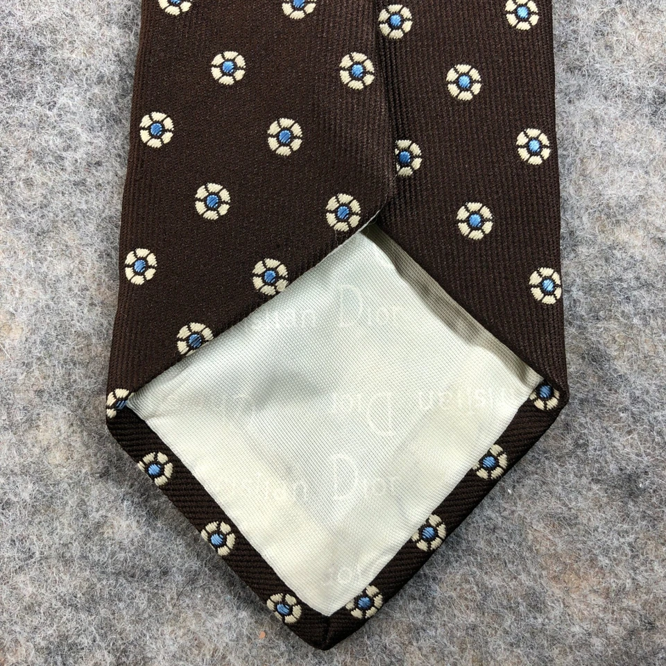 Corbata de seda con estampado floral marrón Christian Dior para hombre corbata de lujo Foto 3 de 4