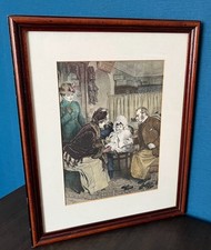 Antique Hand Coloured Engraving Framed Robert Barnes His First Shoes c1891