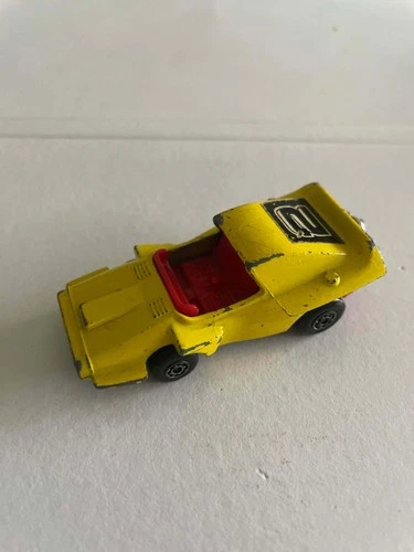 Matchbox Lesney MB58 1972 Yellow Race Car #2 Vintage Diecast Red Interior Good