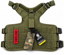 OneTigris Tactical Dog Harness MOLLE Military Vest Heavy Duty K9 Adjustable Gree