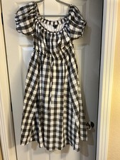 Torrid Gray White Checkerboard Gathered @Waist Seersucker Size 00 GREAT CONDIT