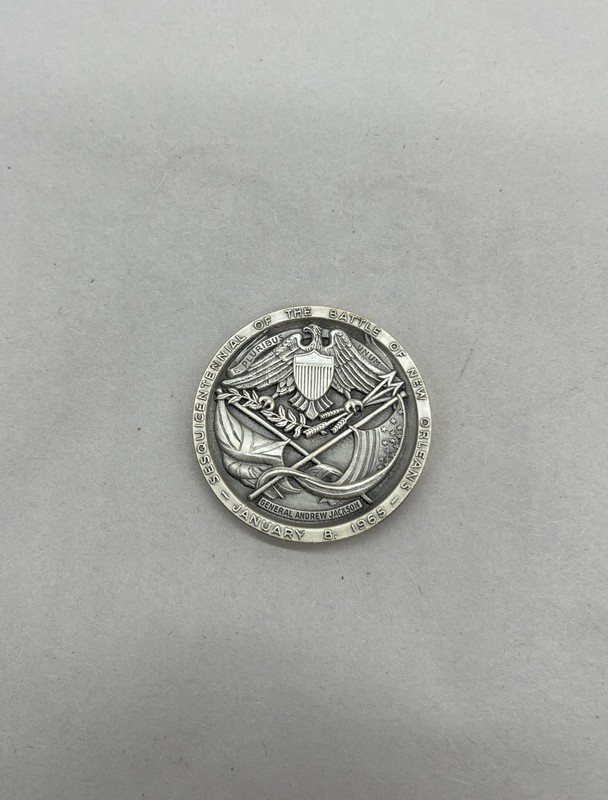 VINTAGE .999 SILVER MEDAL SESQUICENTENNIAL BATTLE OF NEW ORLEANS MEDALLION
