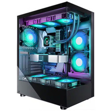 ATX Mid Tower Computer Case with 6 PWM ARGB Fans, Full-View Dual Tempered Glass,