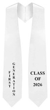 2026 White First Generation Graduation Stole