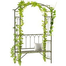 Outsunny Garden Arbour Bench Plant Climbing Support Trellis Rose Vines Black