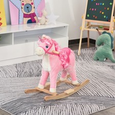 Unicorn Rocking Horse Ride-On Toy w/ Moving Mouth Wagging Tail  Sounds 3-6 Year