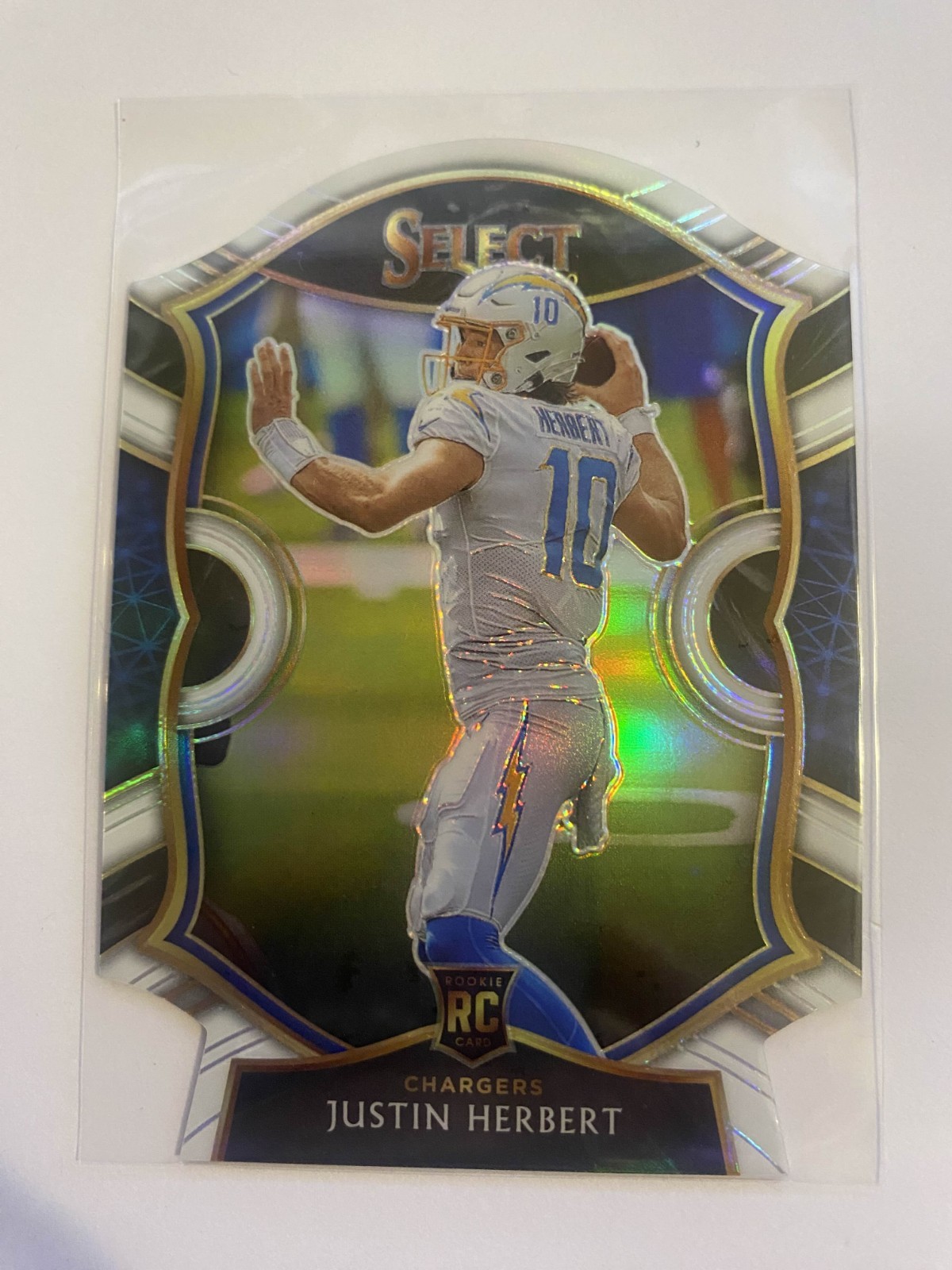 2020 Panini Select - Concourse Justin Herbert #44 White Prizm Die-Cut (RC)