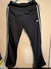 Adidas Women's Black Stretch 3 Stripe Elastic Waist Track Pants SMALL