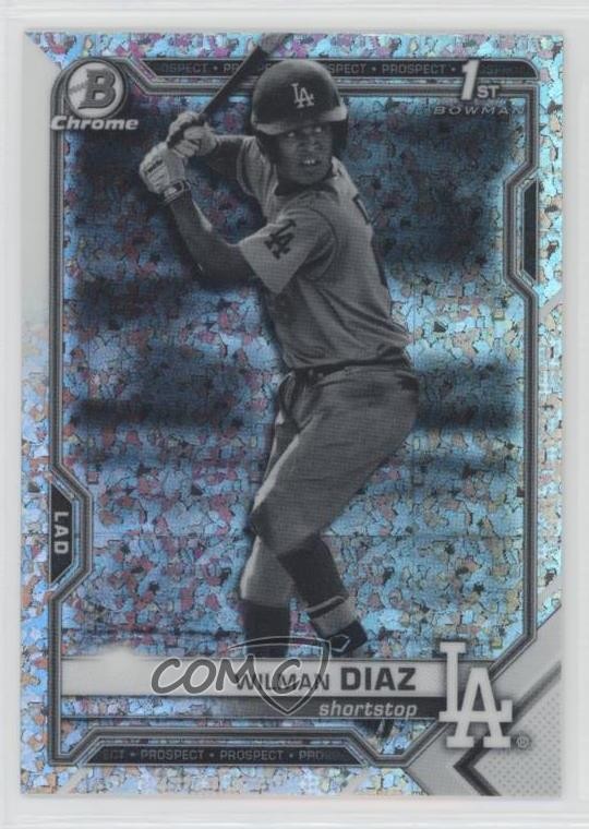 2021 Bowman Chrome Black & White Mini-Diamond Refractor Wilman Diaz #BCP-197 uk2