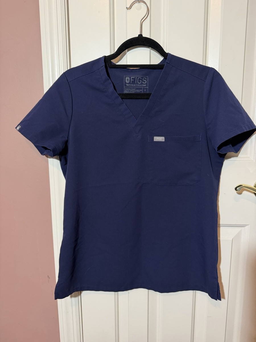 Figs Catarina Scrub Top Womens Size S PO 1517 Navy