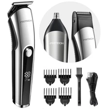 PRITECH Beard Trimmer for Men, 3 in 1 Hair Clippers for Men Kit, Nose,Ear,Mic...
