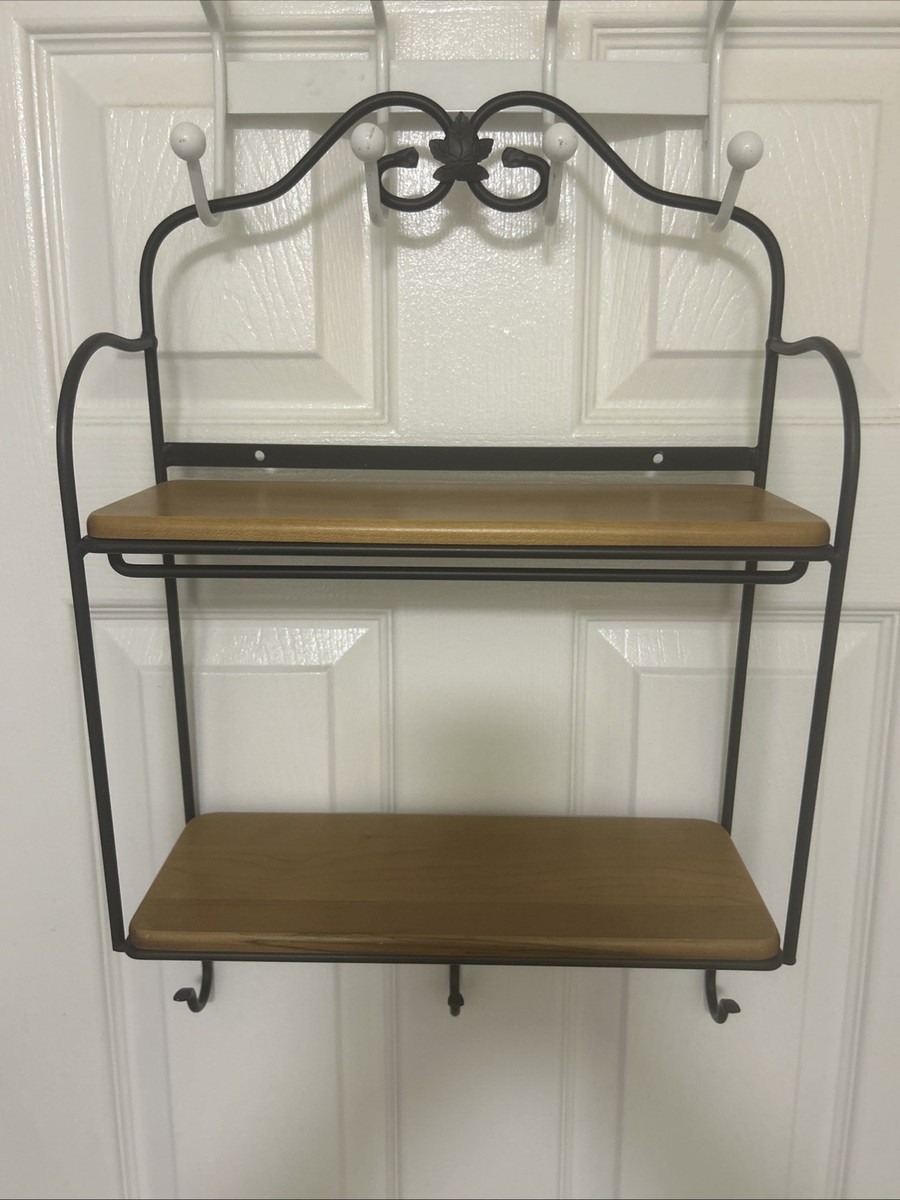 Longaberger Wrought Iron 2 Tier Envelope Wall Rack w/2 WoodCrafts