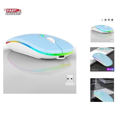 Wireless Bluetooth Mouse,LED Dual Mode Rechargeable Silent Slim Laptop Mouse,...