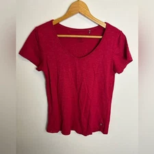 Toad & Co Organic Cotton Women's Red V-Neck Top Blouse Size S Casual outdoor