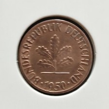 1 Pfennig Coin 1950-F- *Federal Republic of Germany* XF-UNCIRCULATED, Very Short Circ.