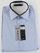 Alfani Mens Dress Shirt New S 14-14.5 32/33 Blue White Regular Fit AlfaTech