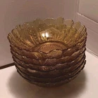 VTG Anchor Hocking Harvest Gold Glass Sunflower  Bowls- 6.5" across rim-6 total