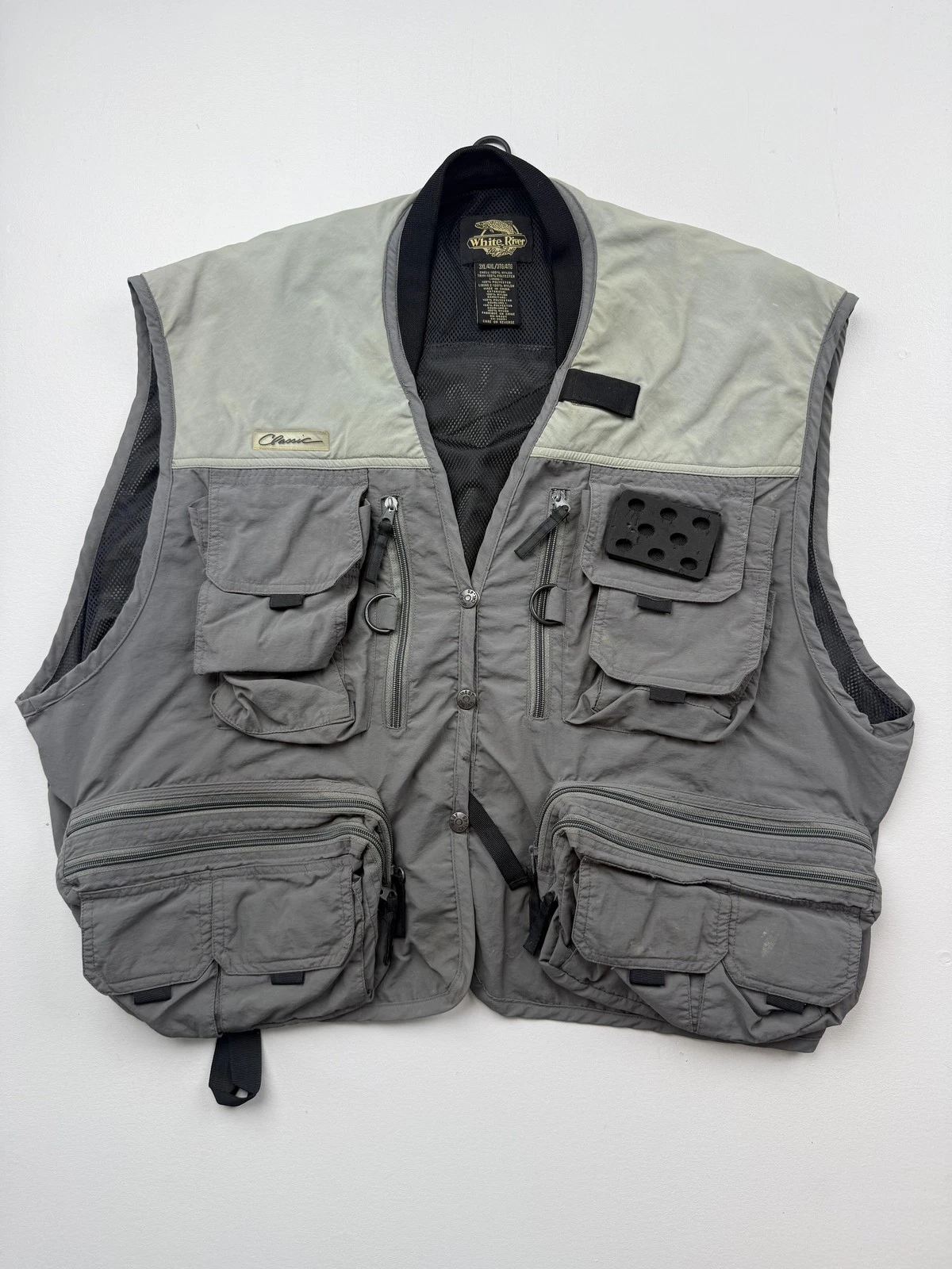 White River Fly Shop Vest Mens 3XL 4XL Gray Classic Fishing Utility Pockets