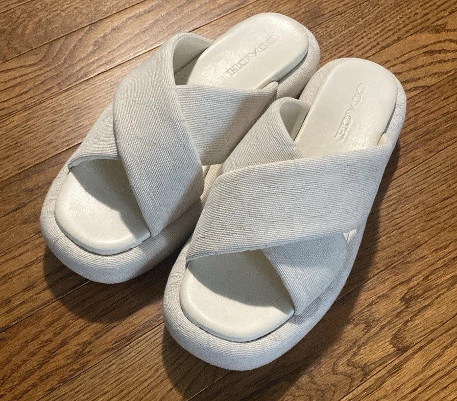 Coach Penelope Signature C Platform Sandal 9 Chalk | eBay