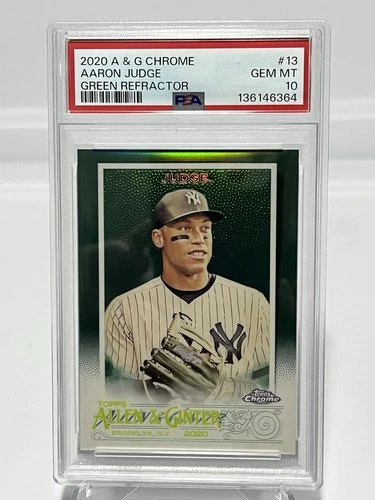 2020 Topps Allen & Ginter Chrome #13 AARON JUDGE Green Refractor /99 PSA 10