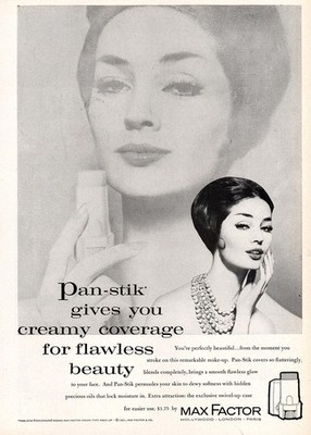 1961 Max Factor: Pan Stik Gives Your Creamy Coverage Vintage Print Ad