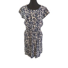 Gap Short Sleeve Abstract Floral Dress Pockets Small Tall Modest