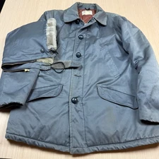 Vintage 50s Hercules Sears Jacket Coat Hooded XL Work Barn Quilted 60s Navy