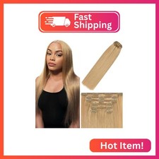 Clip in Hair Extensions Real Human Hair 27 Blonde, 26 Inch 120g/7Pcs,Full Shine