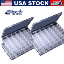 4 Pack 36 Grids Clear Plastic Organizer Box with Adjustable Dividers, Small Craf