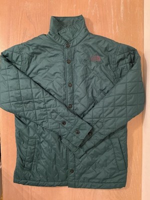 The North Face Jacket Mens Medium Green Quilted Snap Front Sherpa Lined Puffer