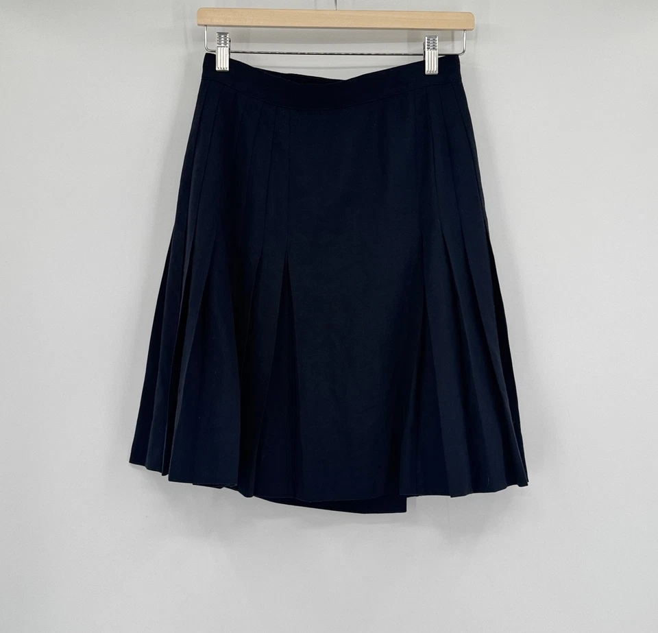 Falda Escada Negra Forrada de Lana Plisada Envolvente Línea A Talla 36 EE. UU. S Foto 2 de 4