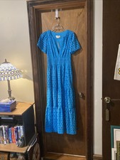 Anthropologie Size Small Blue Eyelet Dress New Somerset Maxi
