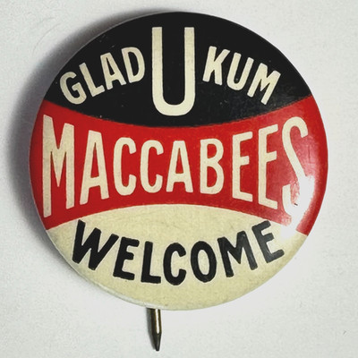 Knights of the Macabees Glad U Kum Welcome 1.25'' Celluloid Pinback