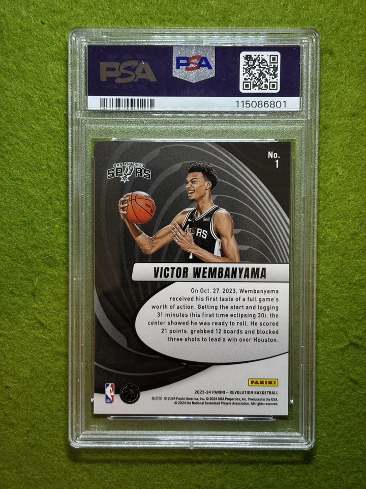 Tarjeta de novato Victor Wembanyama PLATA PRIZM PSA 9 2023-24 Revolution VORTEX SP RC Foto 2 de 4